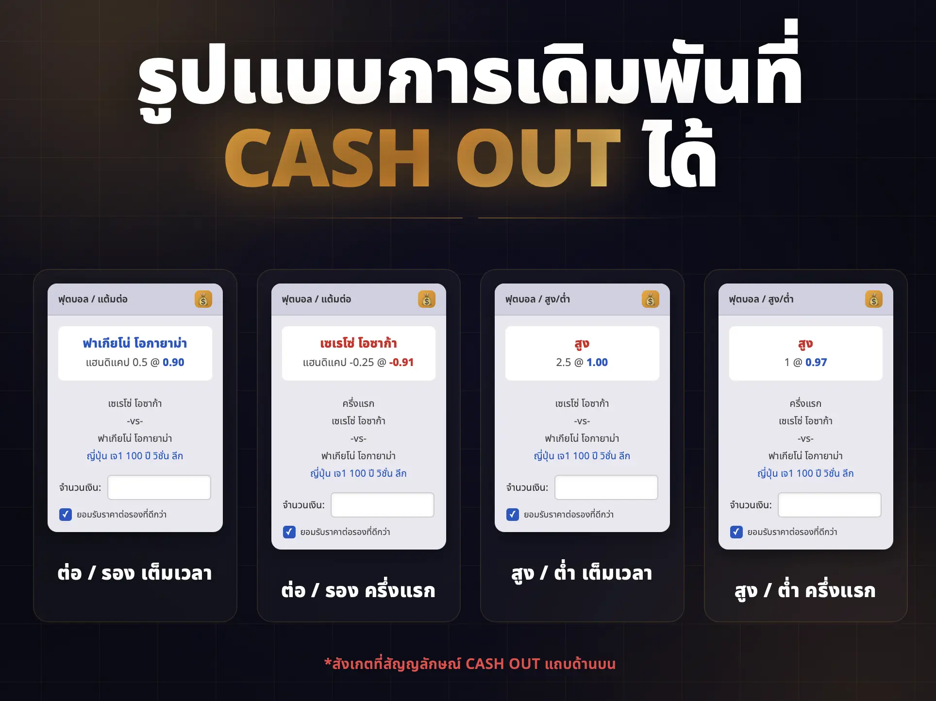 รูปแบบการเดิมพัน Cash Out